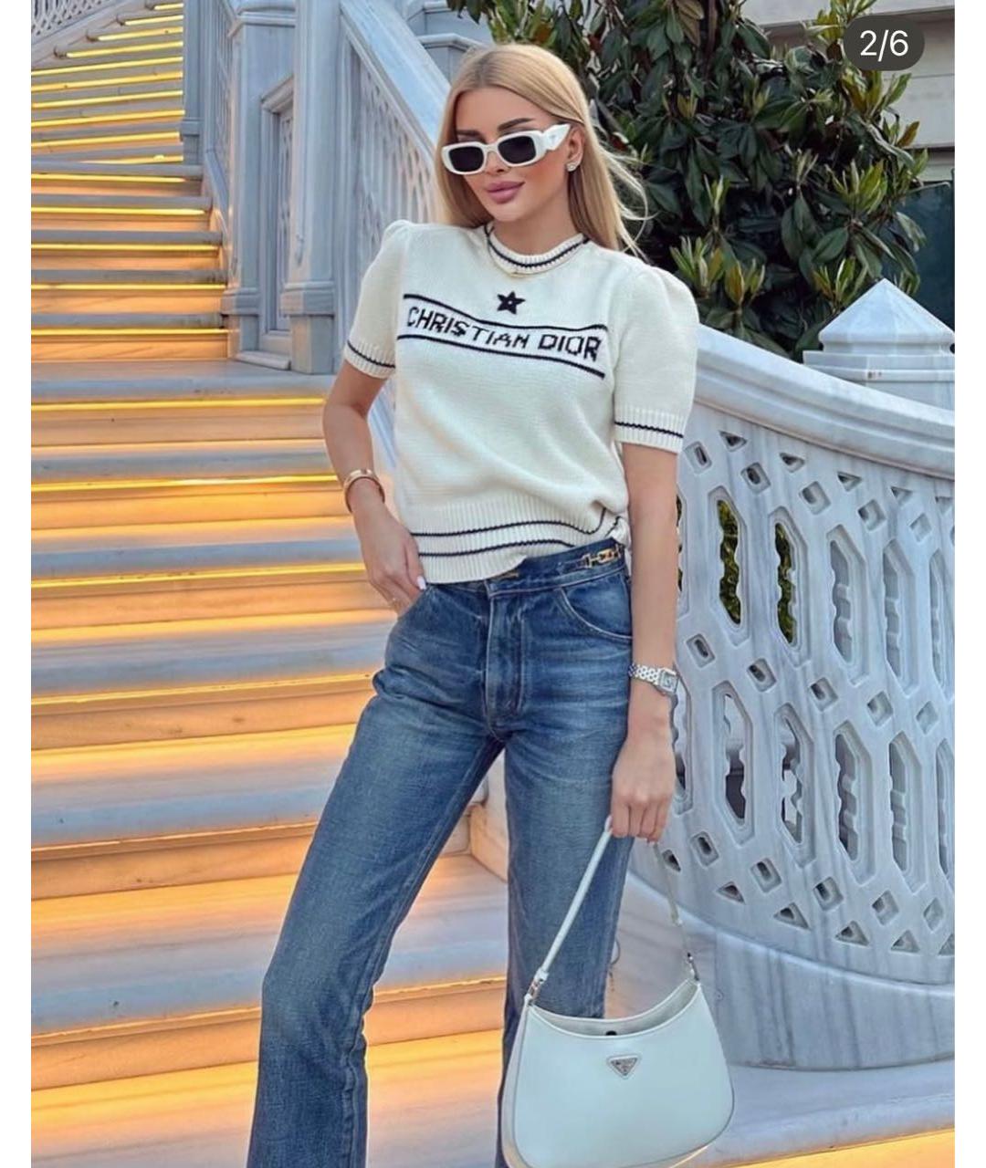 CELINE Синие хлопковые прямые джинсы, фото 7