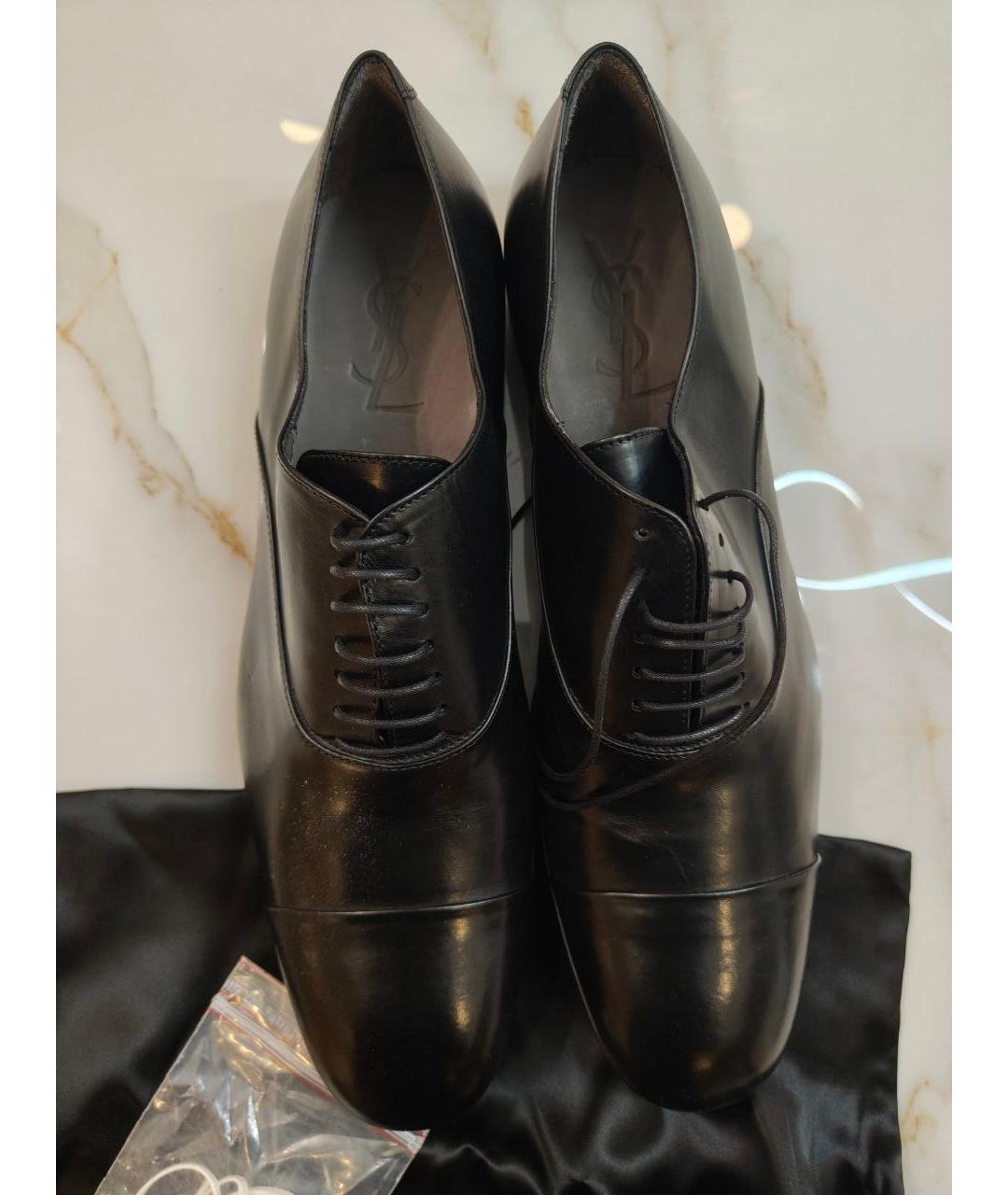 SAINT LAURENT Черные кожаные туфли, фото 3