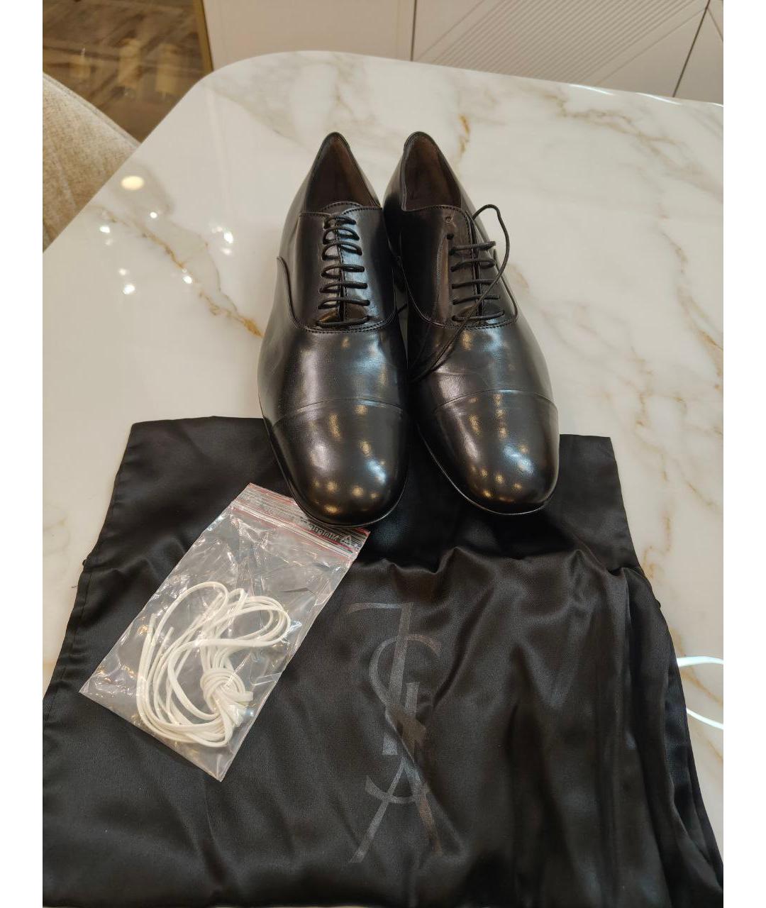 SAINT LAURENT Черные кожаные туфли, фото 6