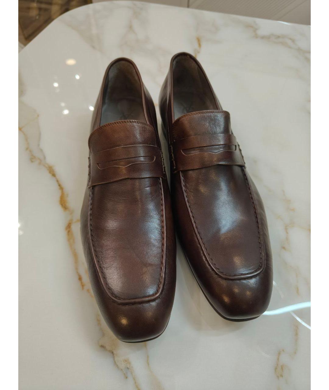 SAINT LAURENT Коричневые кожаные мокасины, фото 2