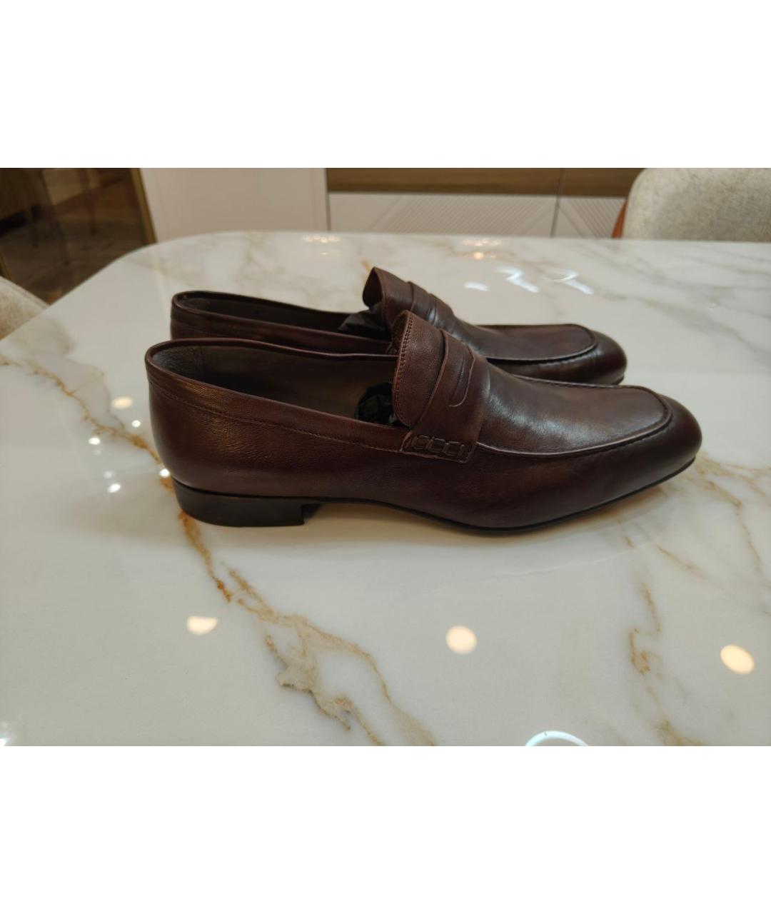 SAINT LAURENT Коричневые кожаные мокасины, фото 7