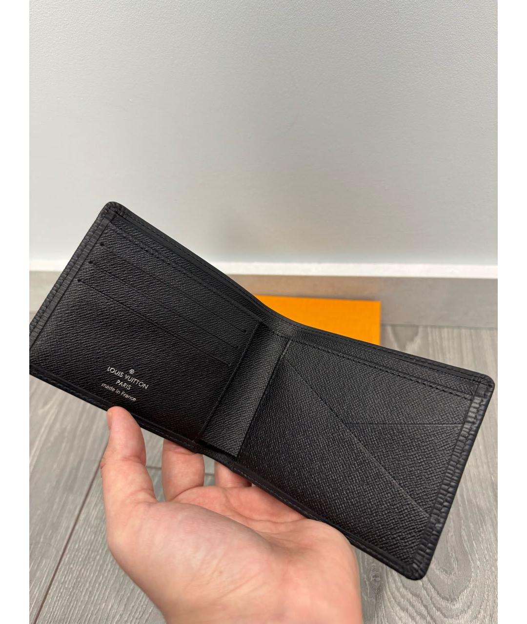 LOUIS VUITTON Черный кожаный кошелек, фото 5