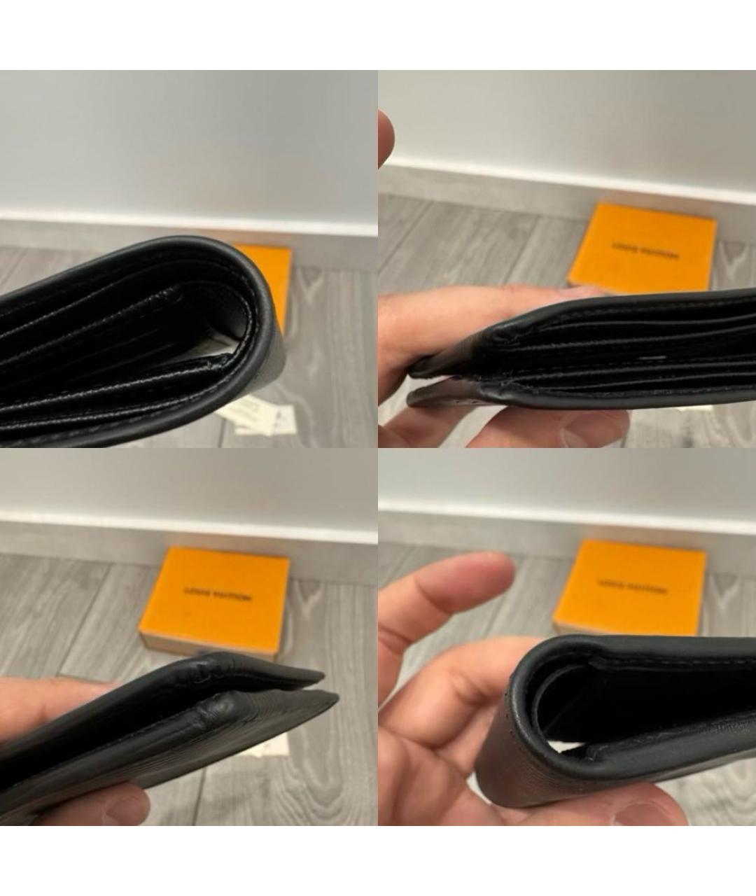 LOUIS VUITTON Черный кожаный кошелек, фото 4