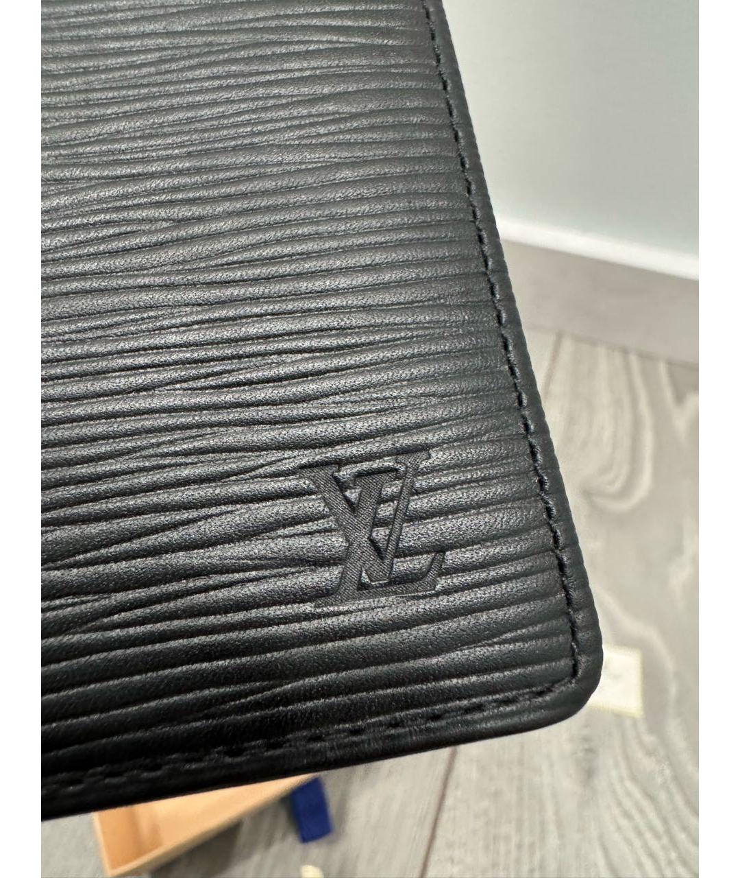 LOUIS VUITTON Черный кожаный кошелек, фото 7