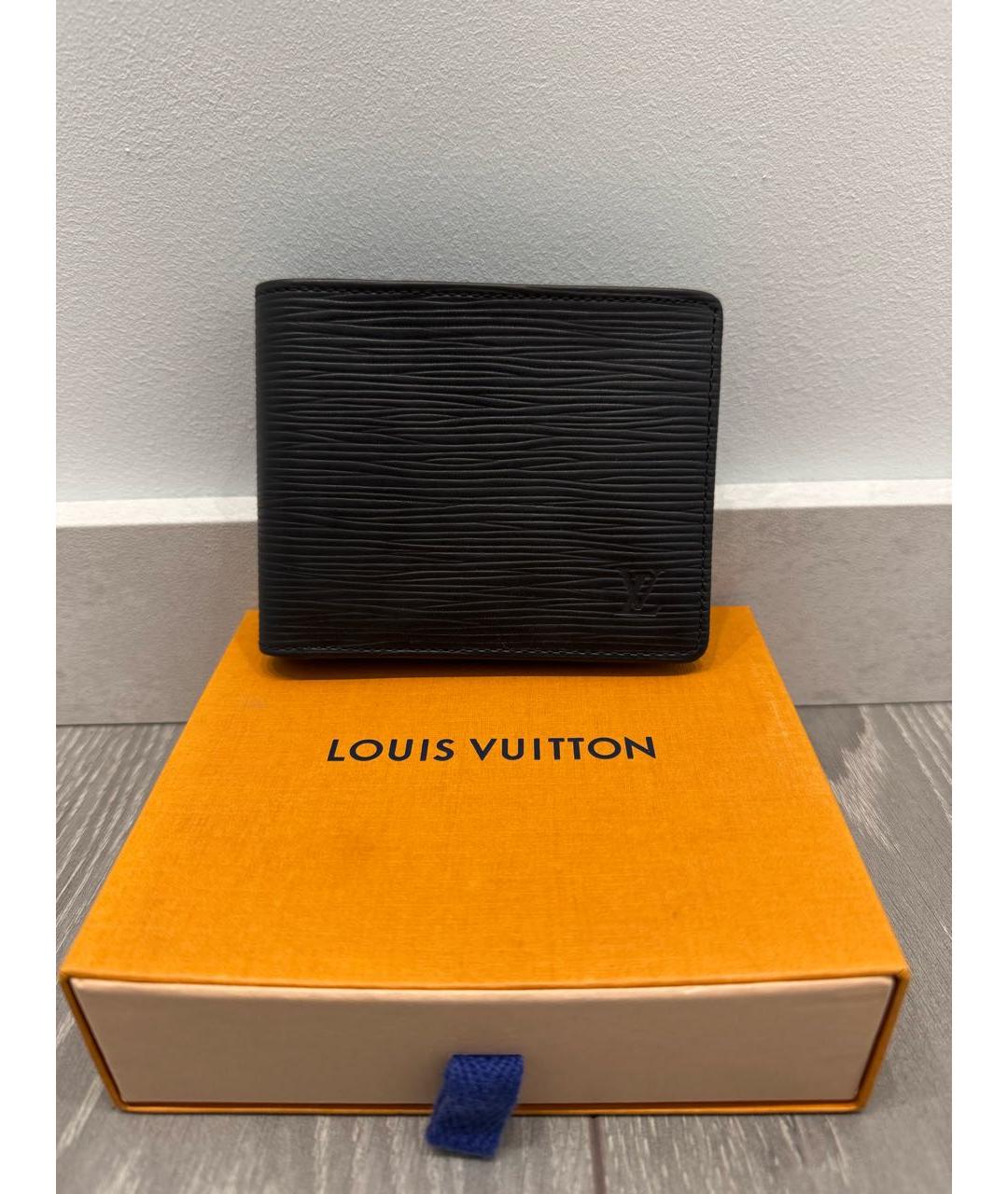 LOUIS VUITTON Черный кожаный кошелек, фото 9
