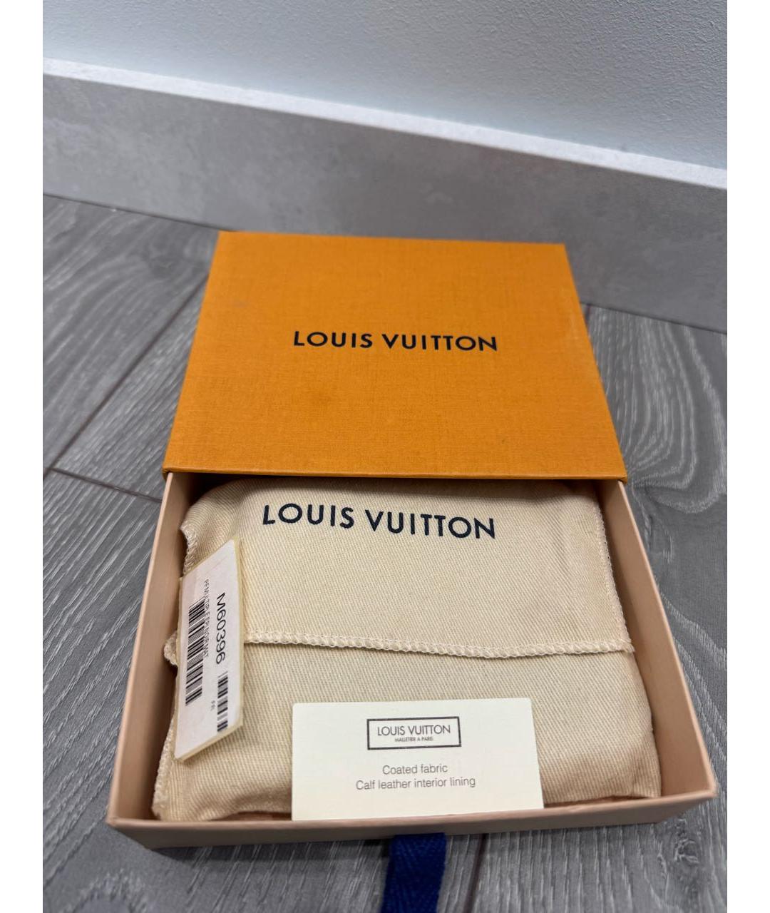 LOUIS VUITTON Черный кожаный кошелек, фото 8