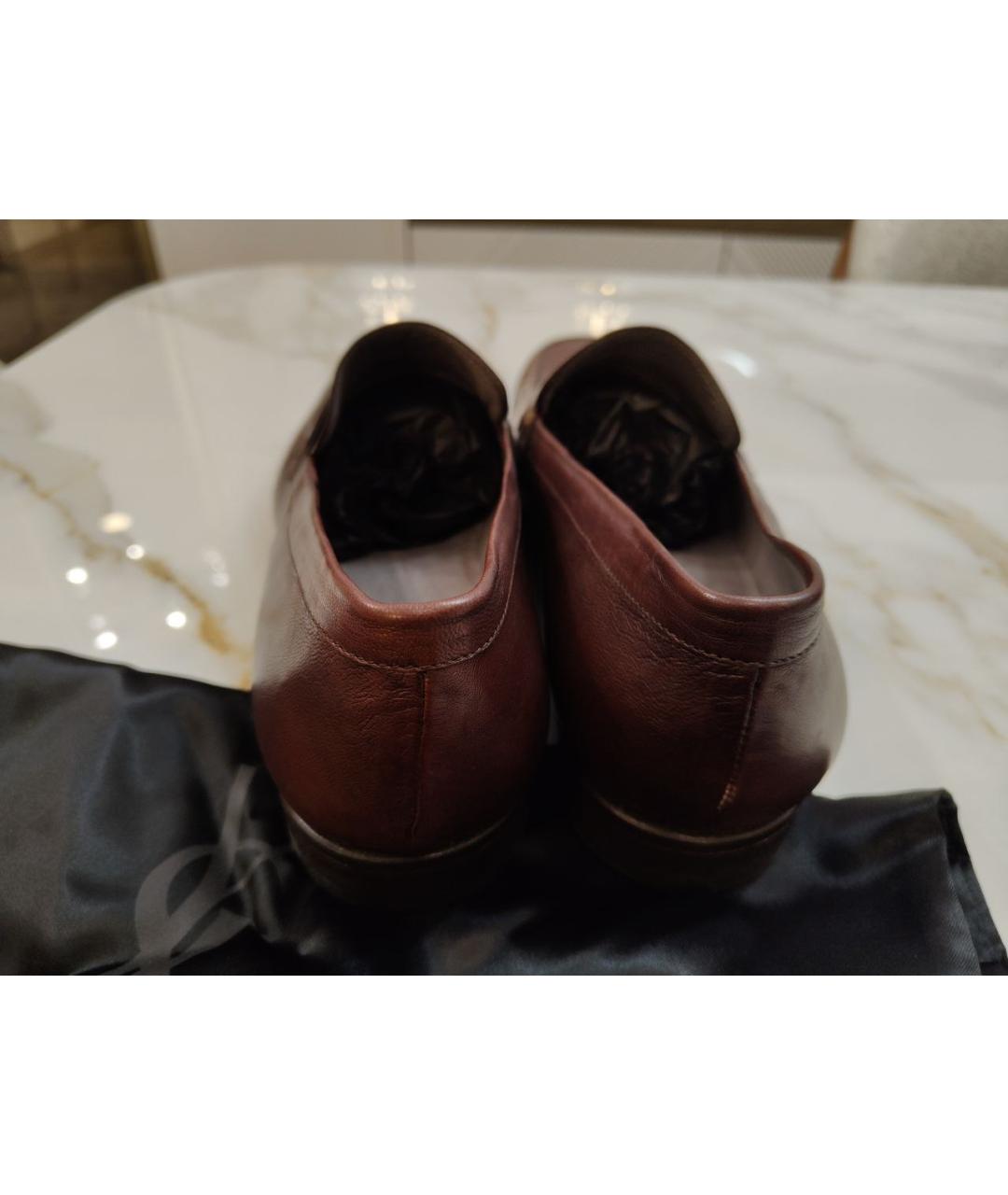 SAINT LAURENT Коричневые кожаные туфли, фото 4