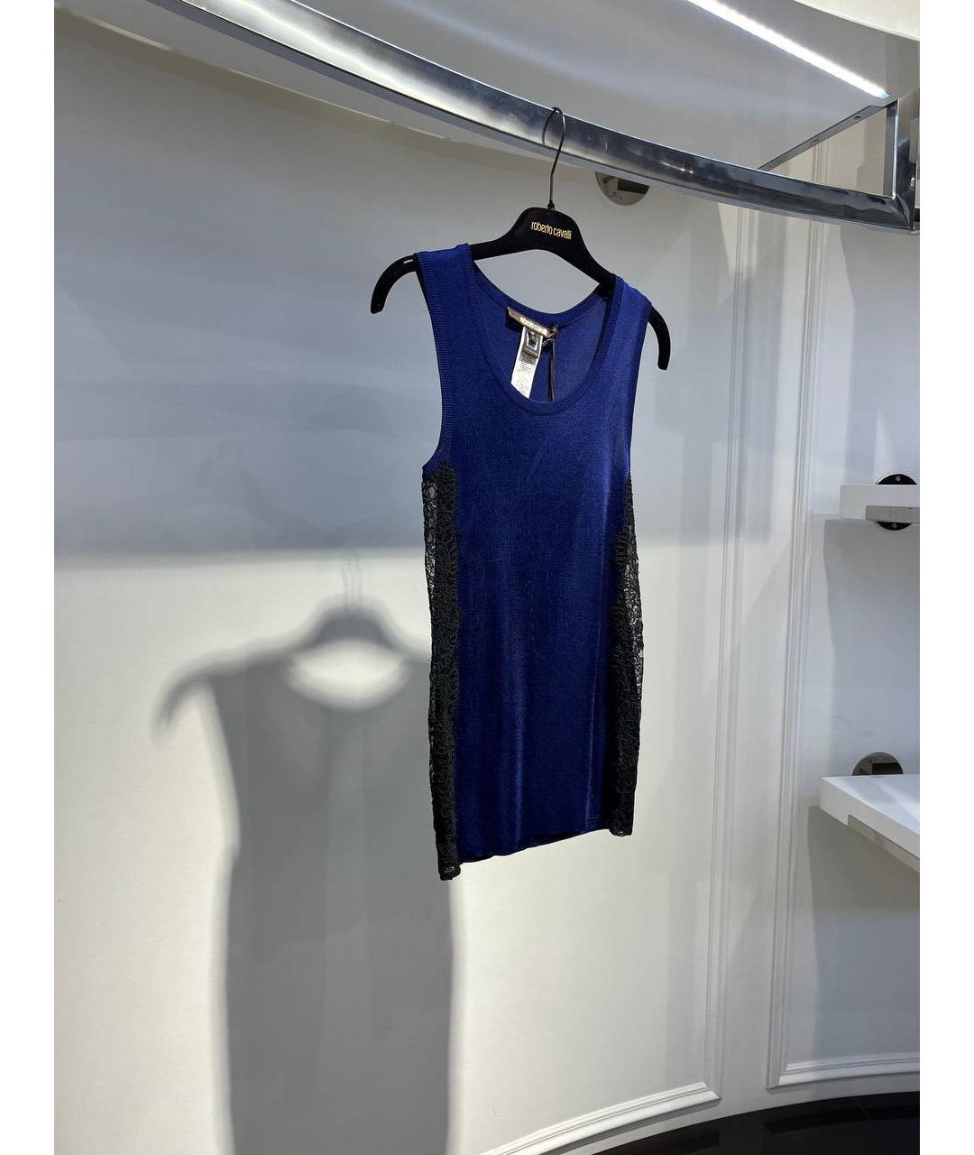 ROBERTO CAVALLI Темно-синяя вискозная блузы, фото 2