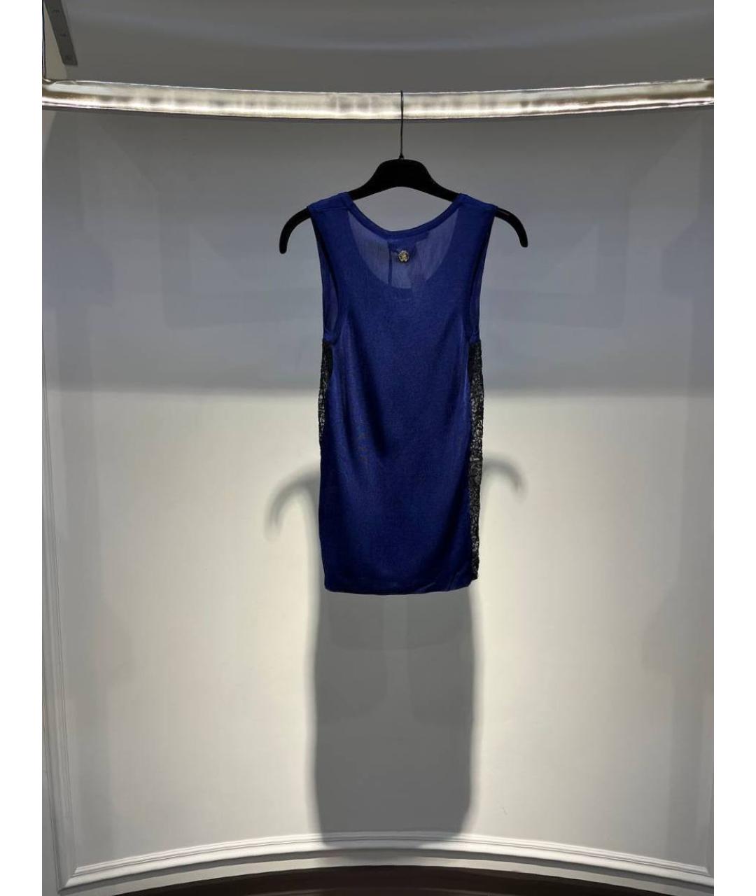 ROBERTO CAVALLI Темно-синяя вискозная блузы, фото 3