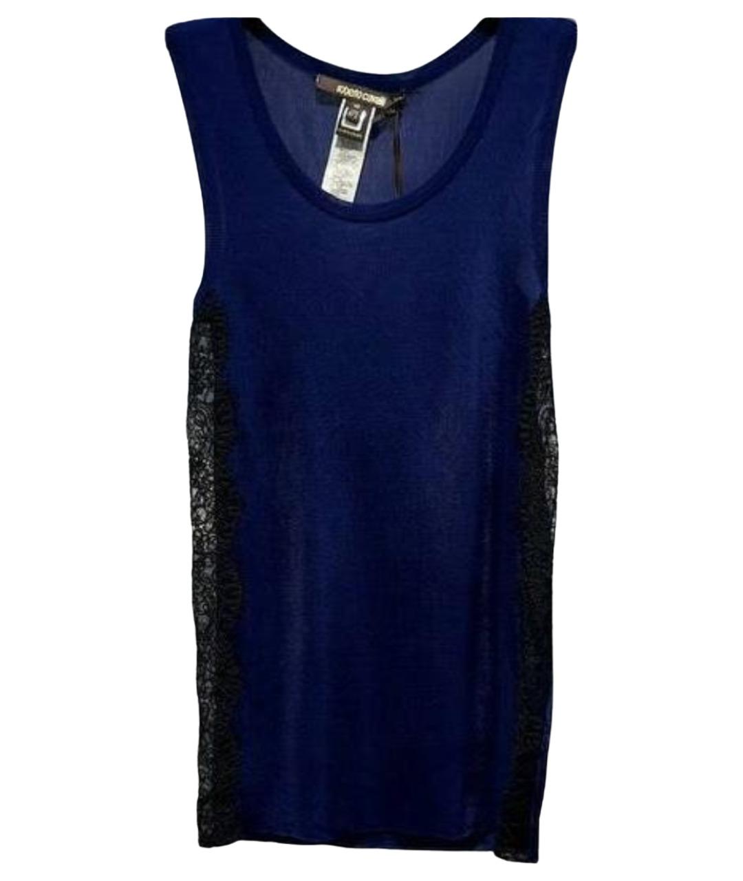 ROBERTO CAVALLI Темно-синяя вискозная блузы, фото 1