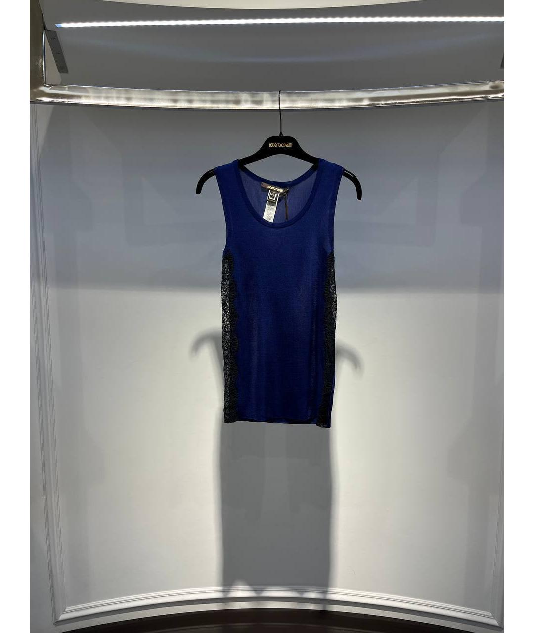 ROBERTO CAVALLI Темно-синяя вискозная блузы, фото 4