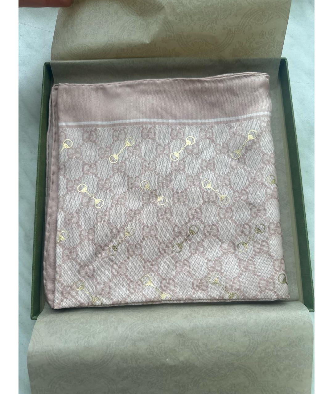 GUCCI Розовый шелковый платок, фото 5