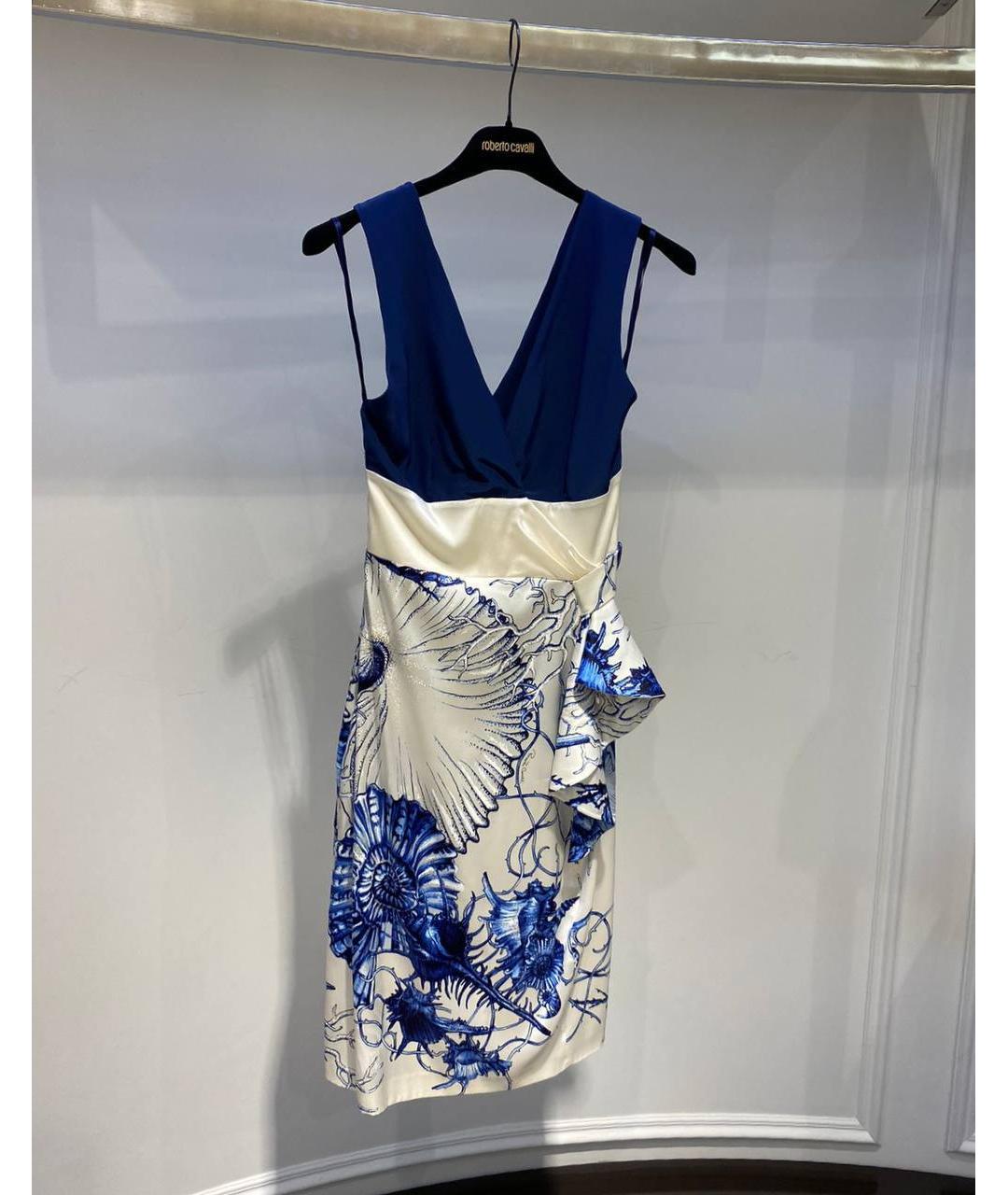 ROBERTO CAVALLI Синее шелковое вечернее платье, фото 2
