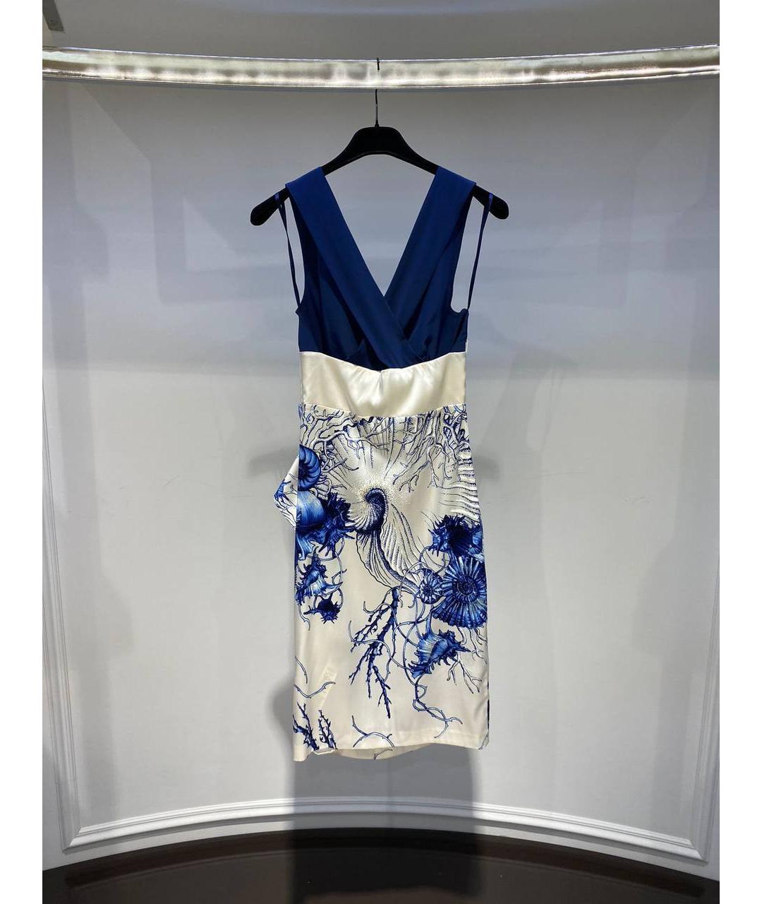 ROBERTO CAVALLI Синее шелковое вечернее платье, фото 3