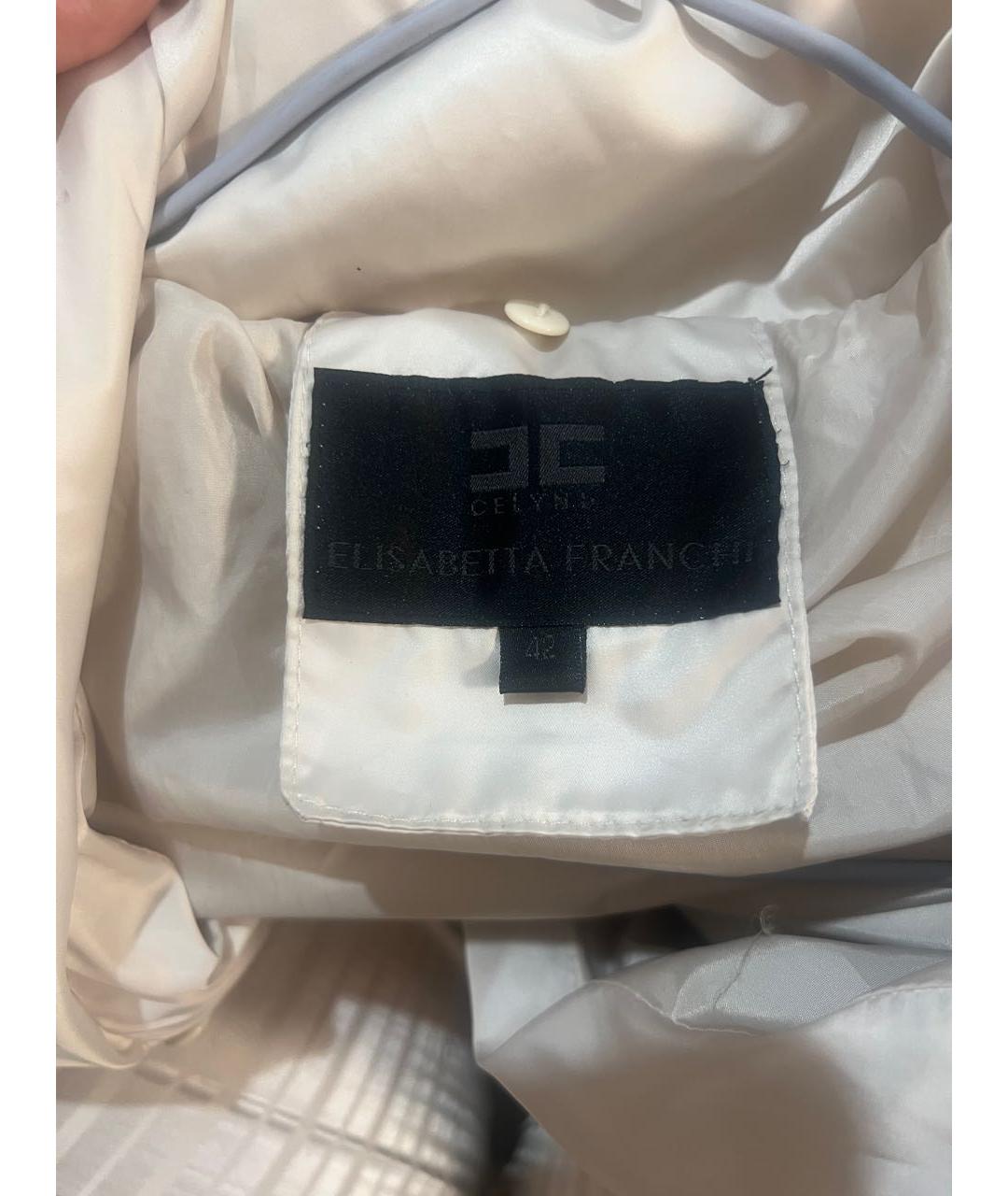 ELISABETTA FRANCHI Бежевый полиэстеровый пуховик, фото 3
