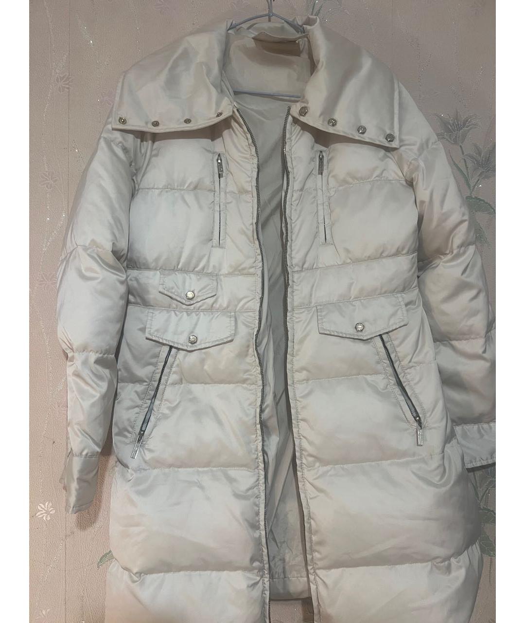 ELISABETTA FRANCHI Бежевый полиэстеровый пуховик, фото 5