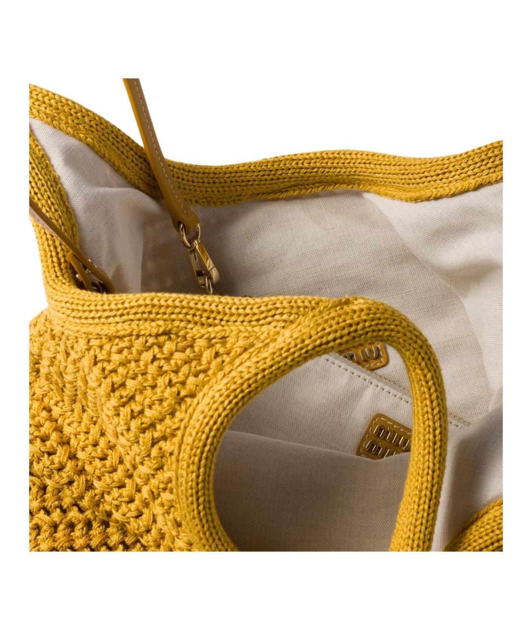 MIU MIU Желтая тканевая сумка через плечо, фото 4