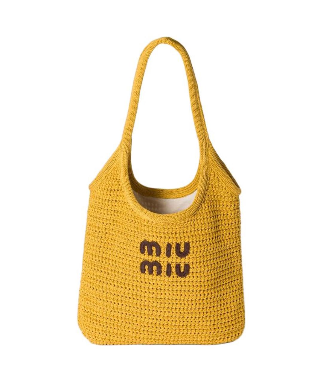 MIU MIU Желтая тканевая сумка через плечо, фото 1