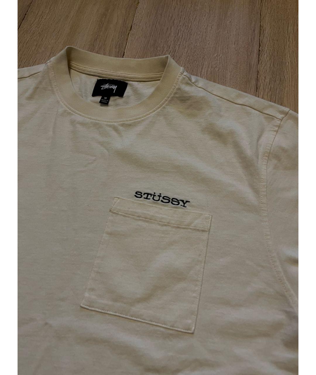 STUSSY Бежевая хлопковая футболка, фото 3