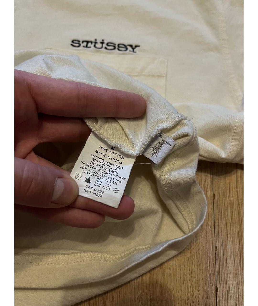 STUSSY Бежевая хлопковая футболка, фото 4