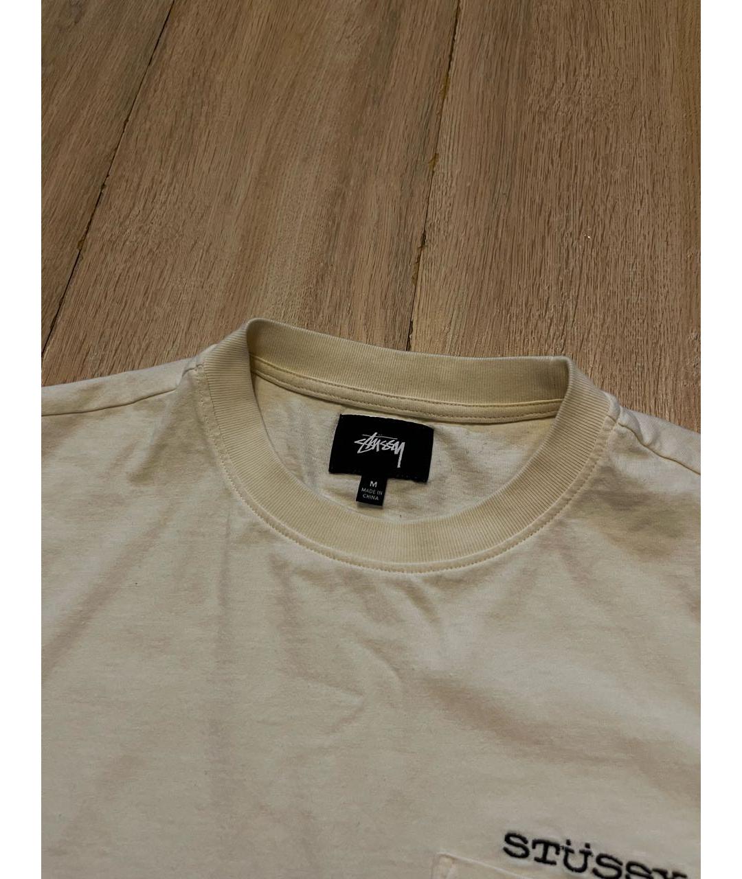 STUSSY Бежевая хлопковая футболка, фото 2