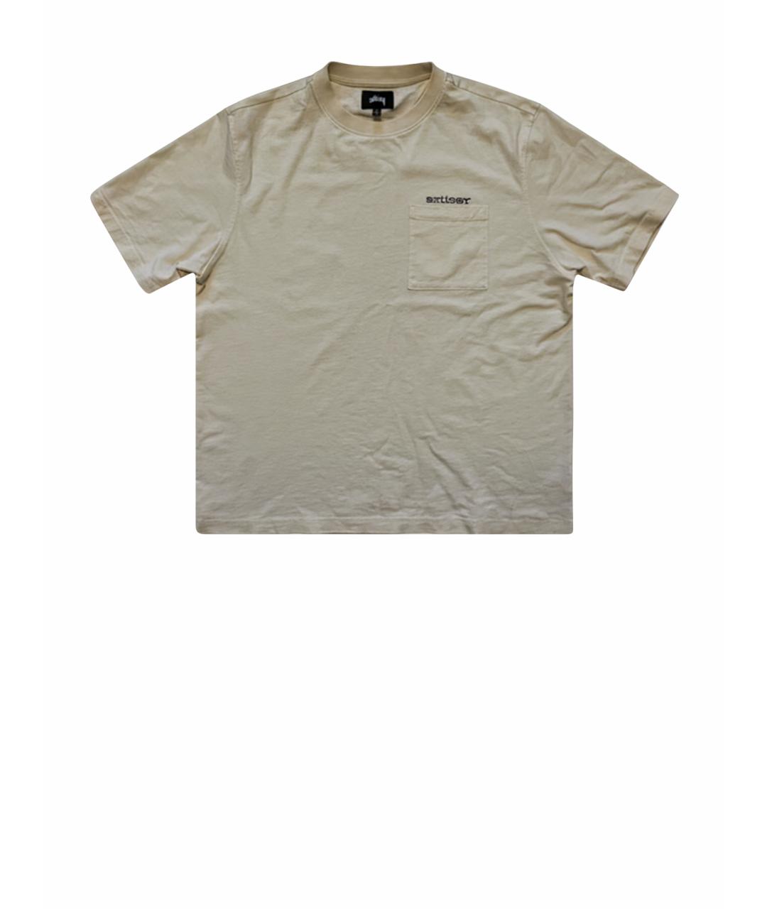 STUSSY Бежевая хлопковая футболка, фото 1