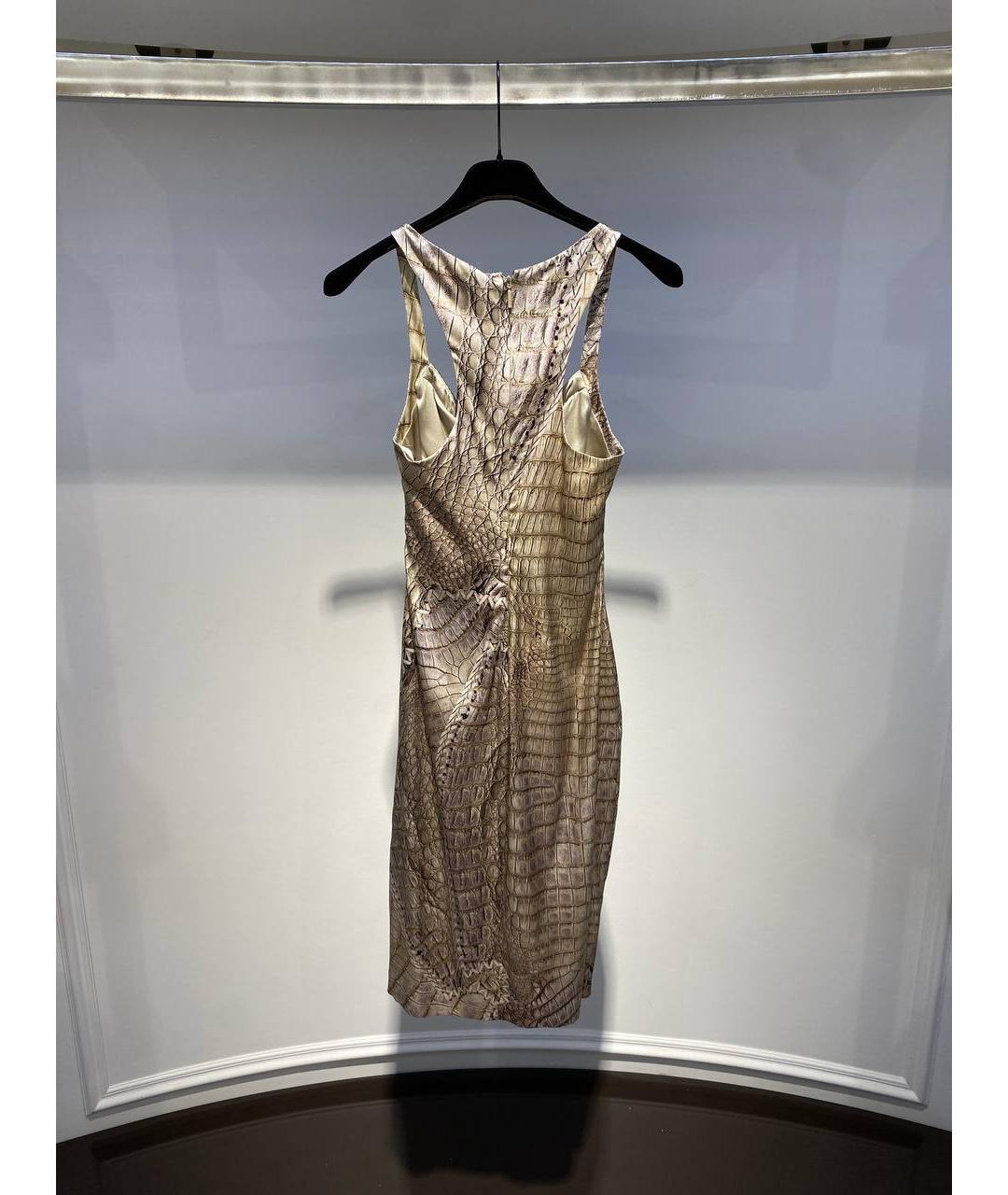 ROBERTO CAVALLI Золотое шелковое коктейльное платье, фото 3