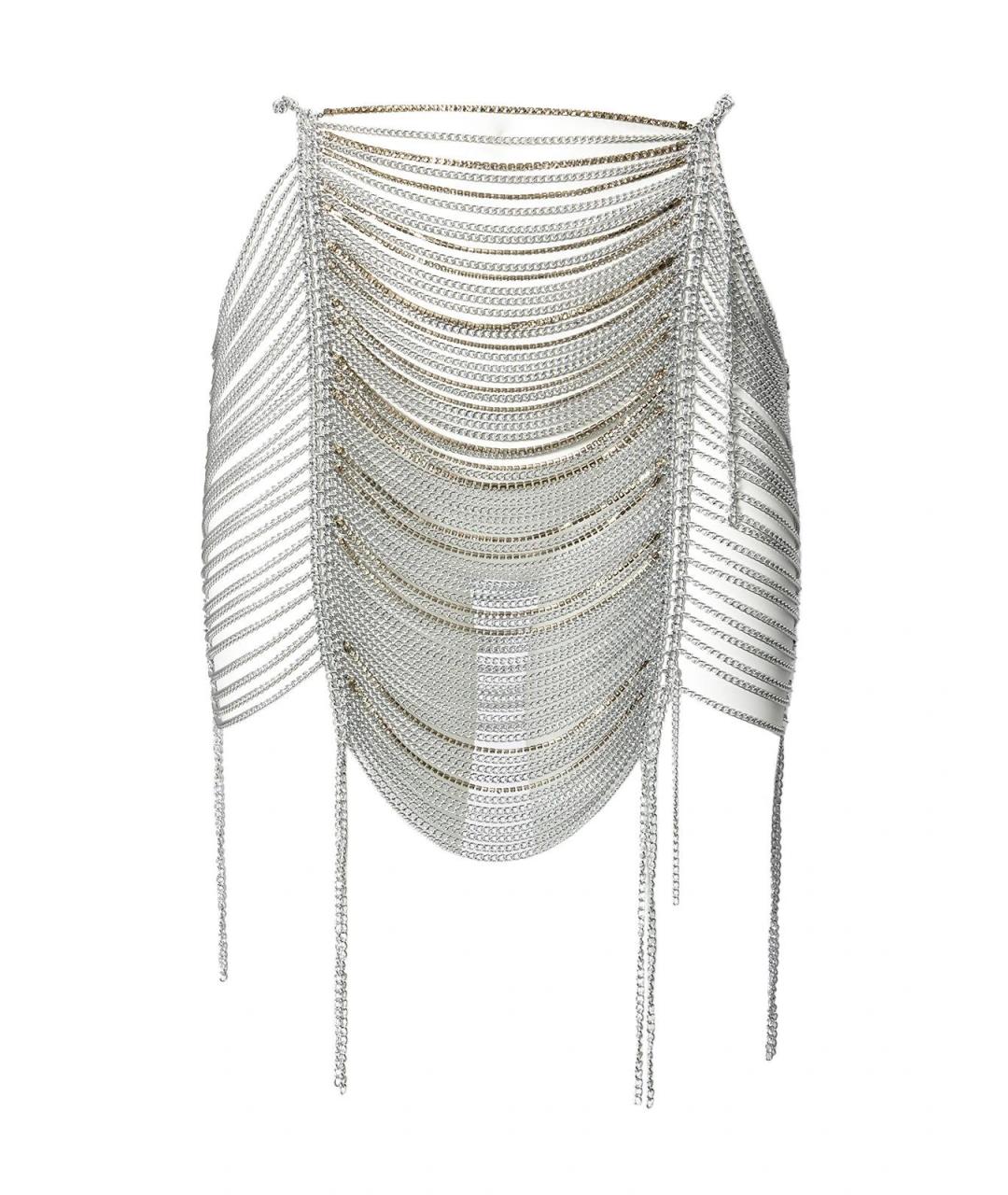 NO NAME Серебряная юбка миди, фото 1