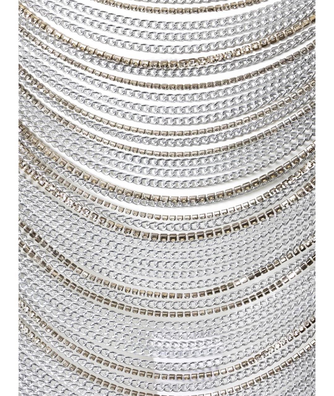 NO NAME Серебряная юбка миди, фото 3