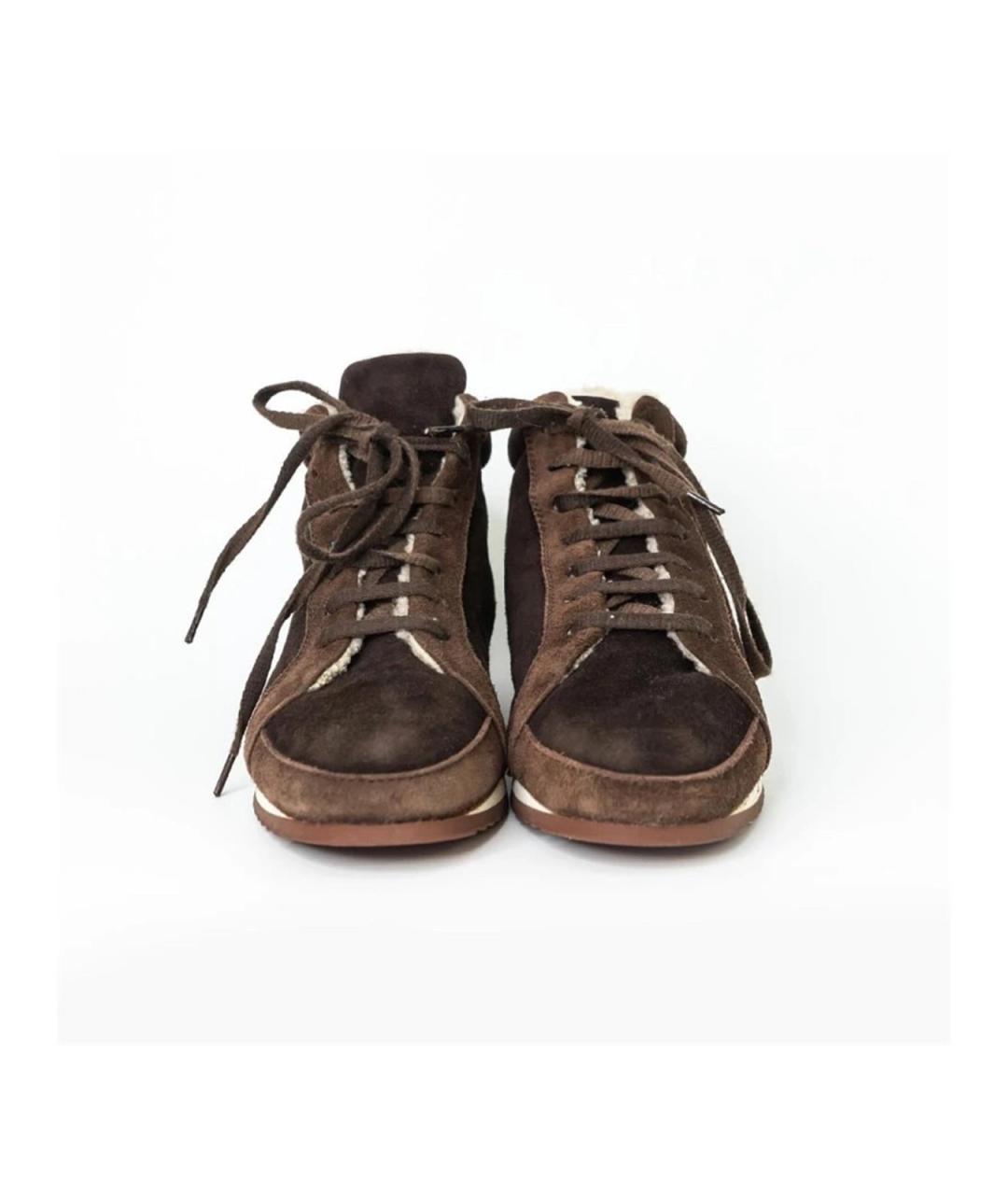 LORO PIANA Коричневые замшевые кеды, фото 3