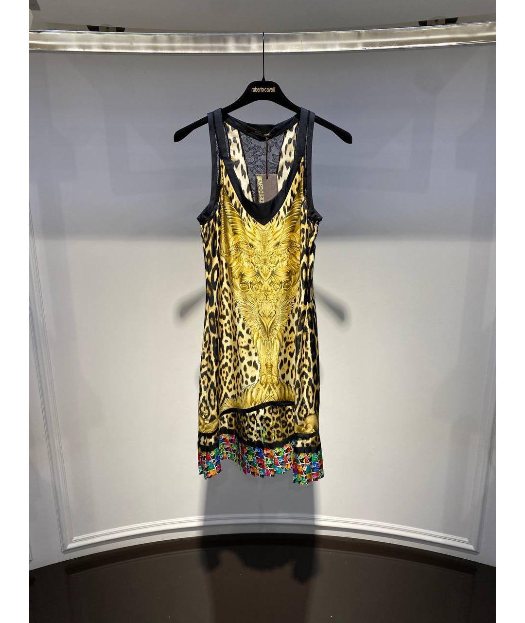 ROBERTO CAVALLI Желтое шелковое коктейльное платье, фото 4