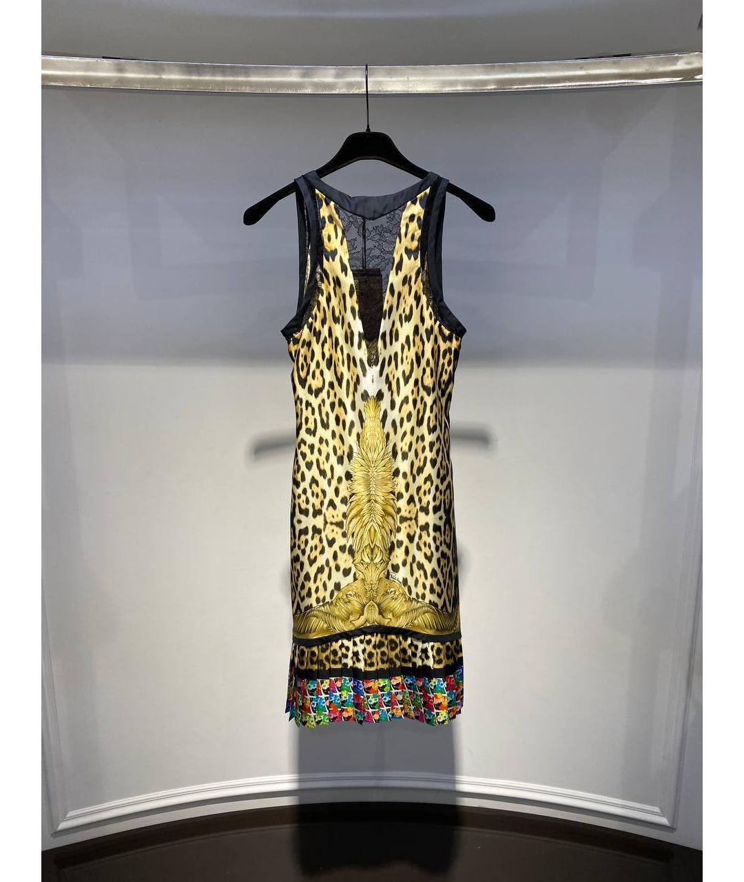 ROBERTO CAVALLI Желтое шелковое коктейльное платье, фото 3