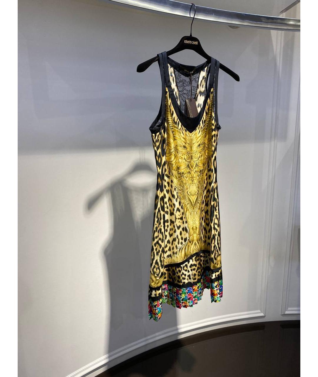 ROBERTO CAVALLI Желтое шелковое коктейльное платье, фото 2