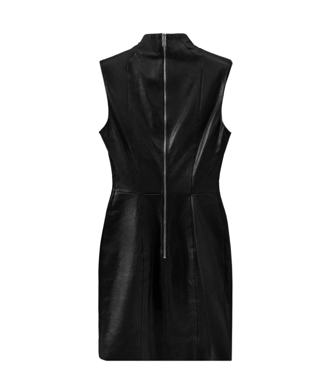 SAINT LAURENT Черное кожаное повседневное платье, фото 2