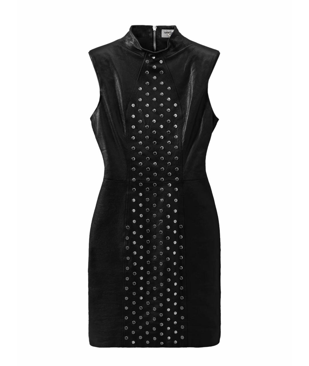 SAINT LAURENT Черное кожаное повседневное платье, фото 1