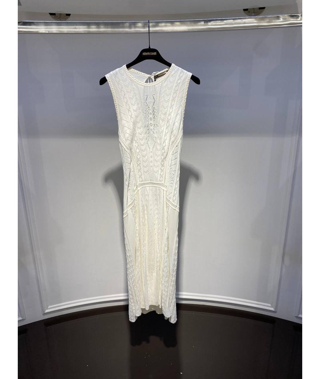 ROBERTO CAVALLI Белое вискозное коктейльное платье, фото 4