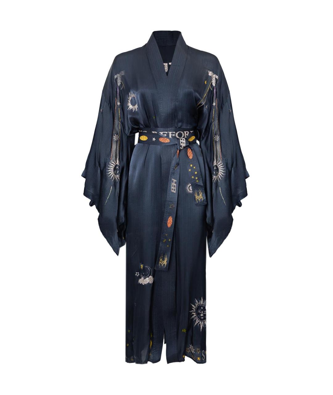 NO NAME Синее шелковое повседневное платье, фото 1