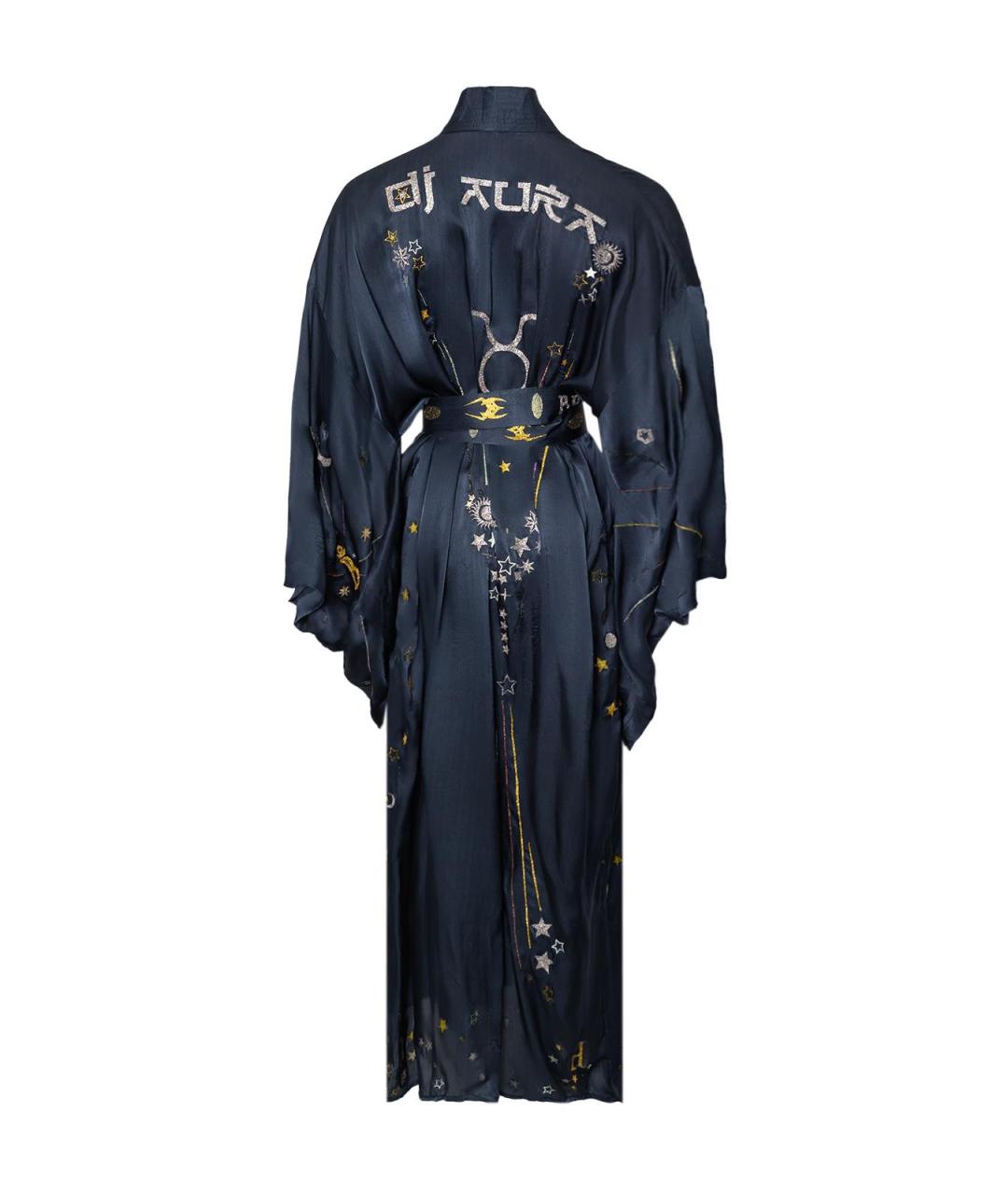 NO NAME Синее шелковое повседневное платье, фото 2