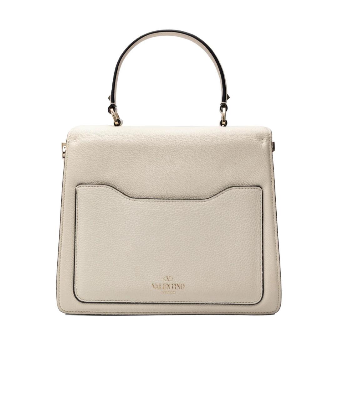 VALENTINO Бежевая кожаная сумка с короткими ручками, фото 3