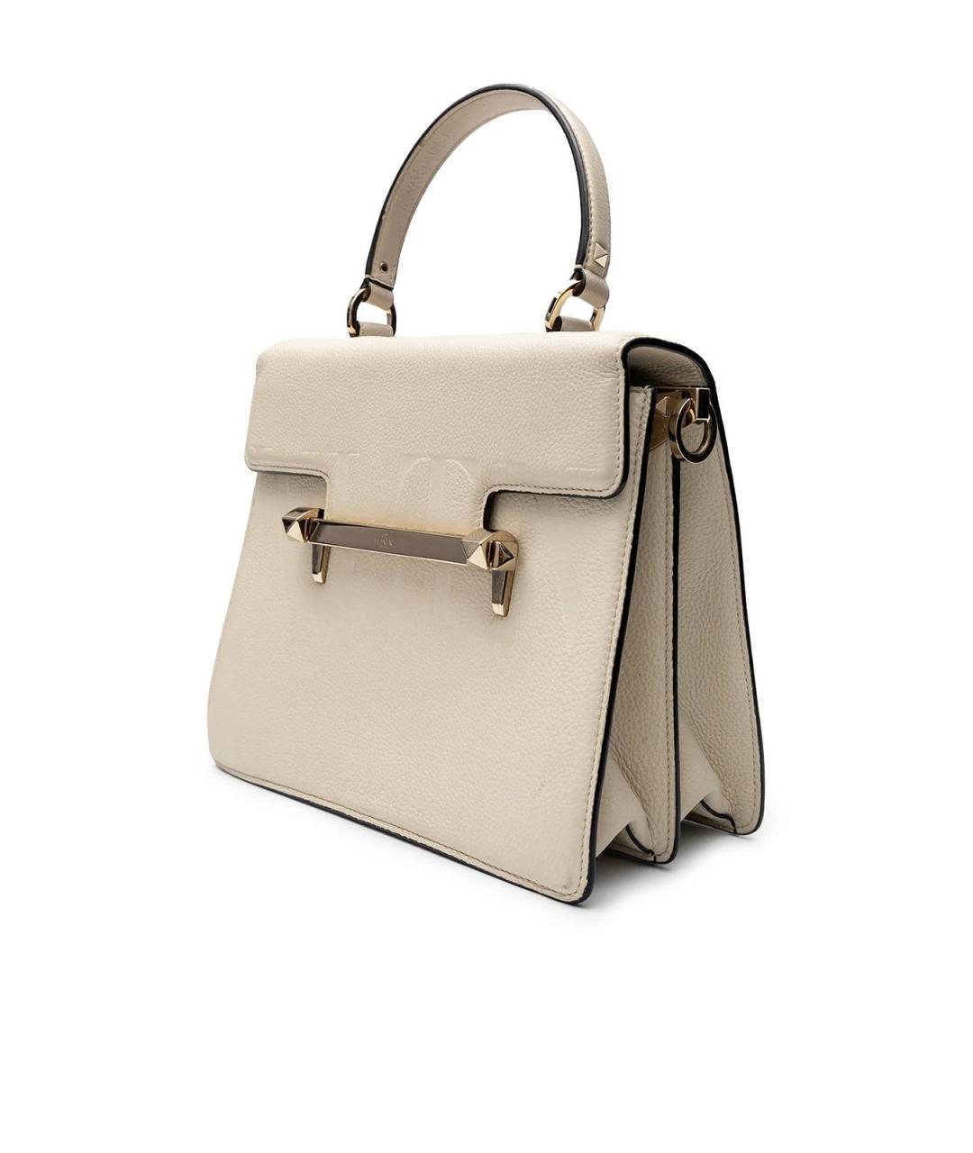 VALENTINO Бежевая кожаная сумка с короткими ручками, фото 2