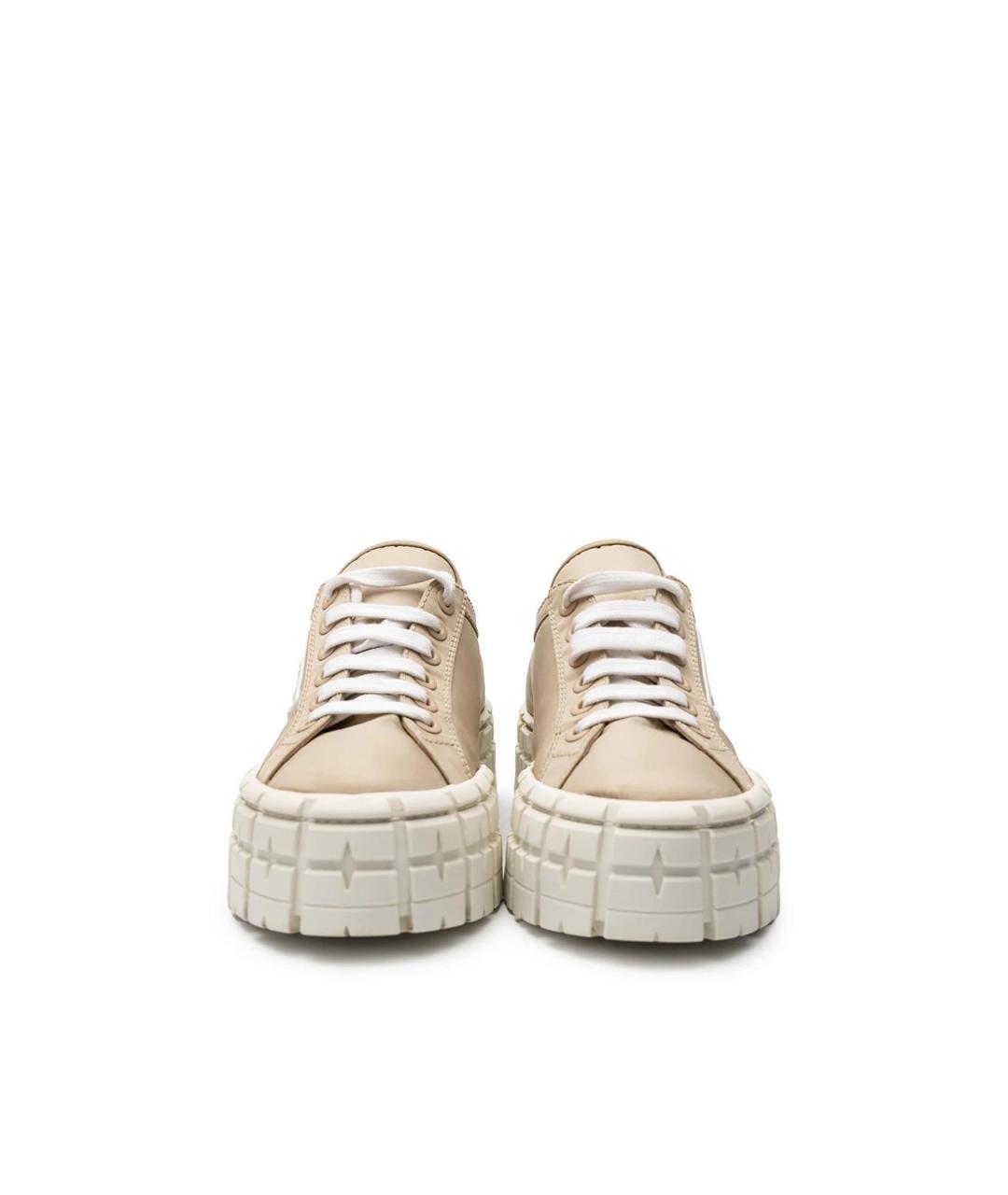 PRADA Бежевые текстильные кеды, фото 4