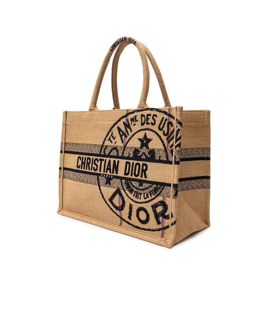 CHRISTIAN DIOR Бежевая тканевая сумка с короткими ручками, фото 2