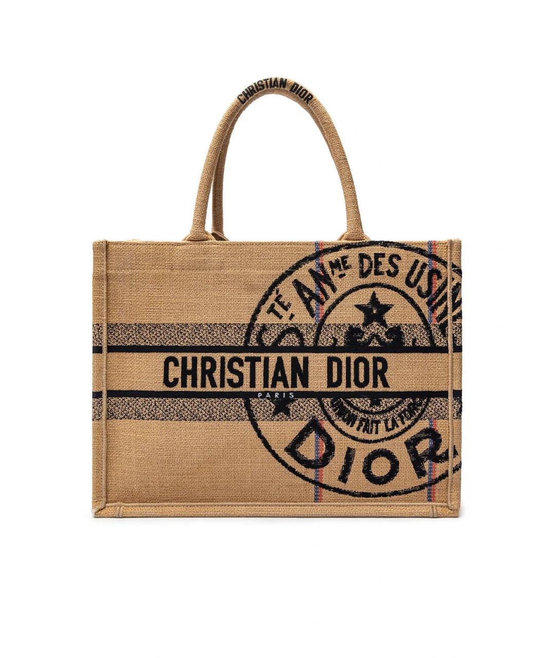 CHRISTIAN DIOR Бежевая тканевая сумка с короткими ручками, фото 5