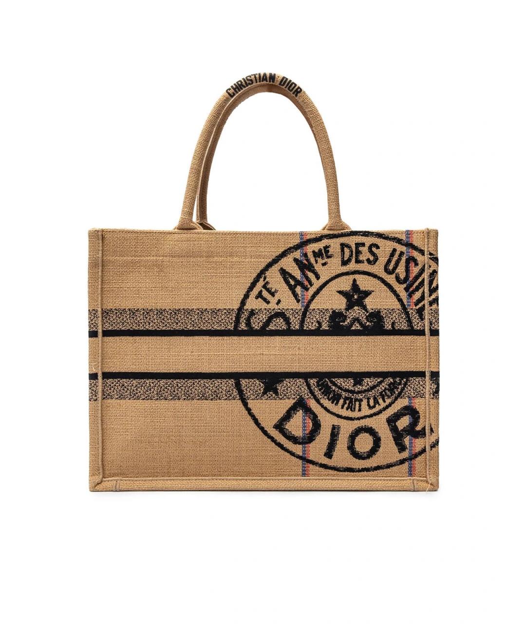 CHRISTIAN DIOR Бежевая тканевая сумка с короткими ручками, фото 3