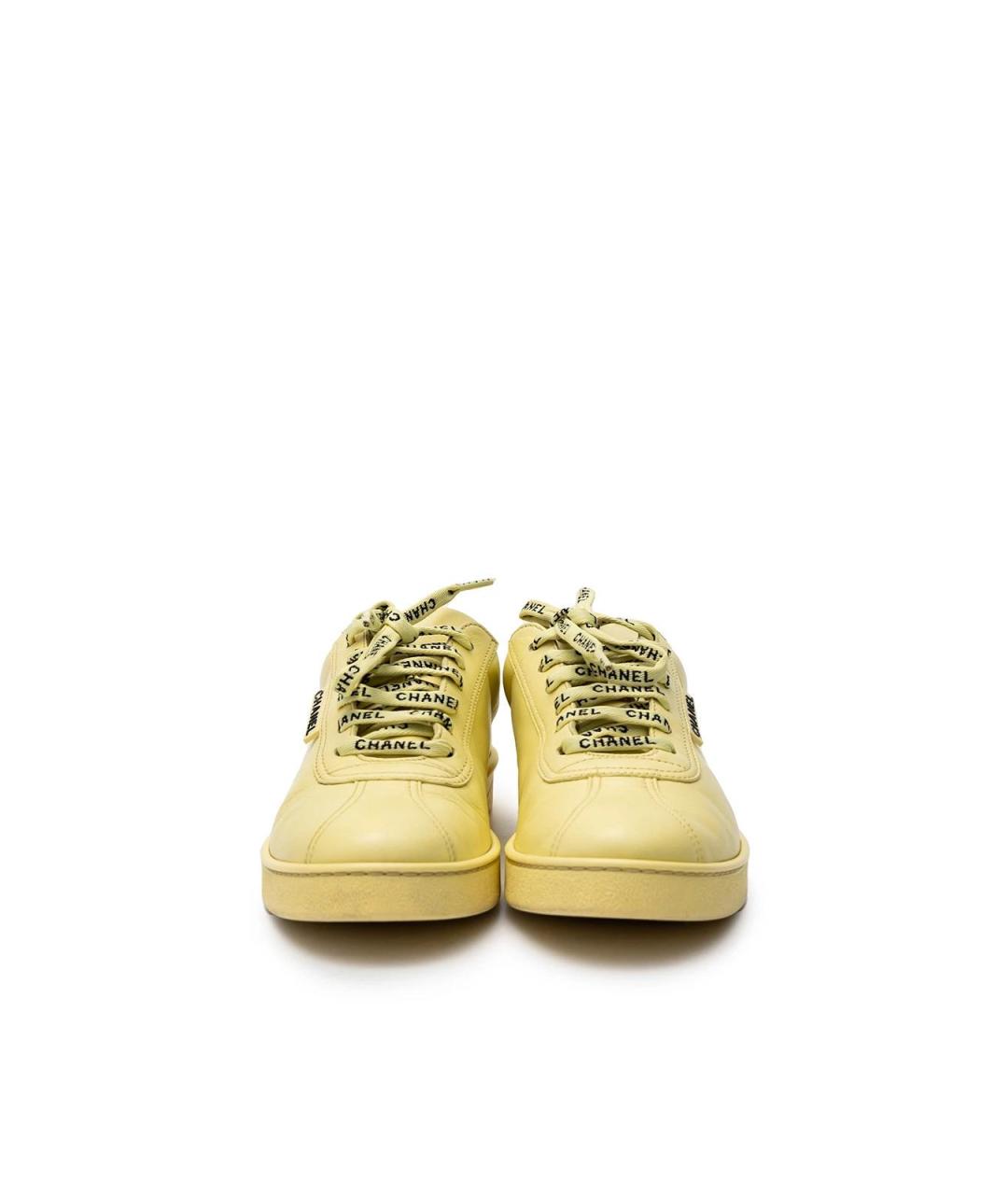 CHANEL Желтые кожаные кеды, фото 4
