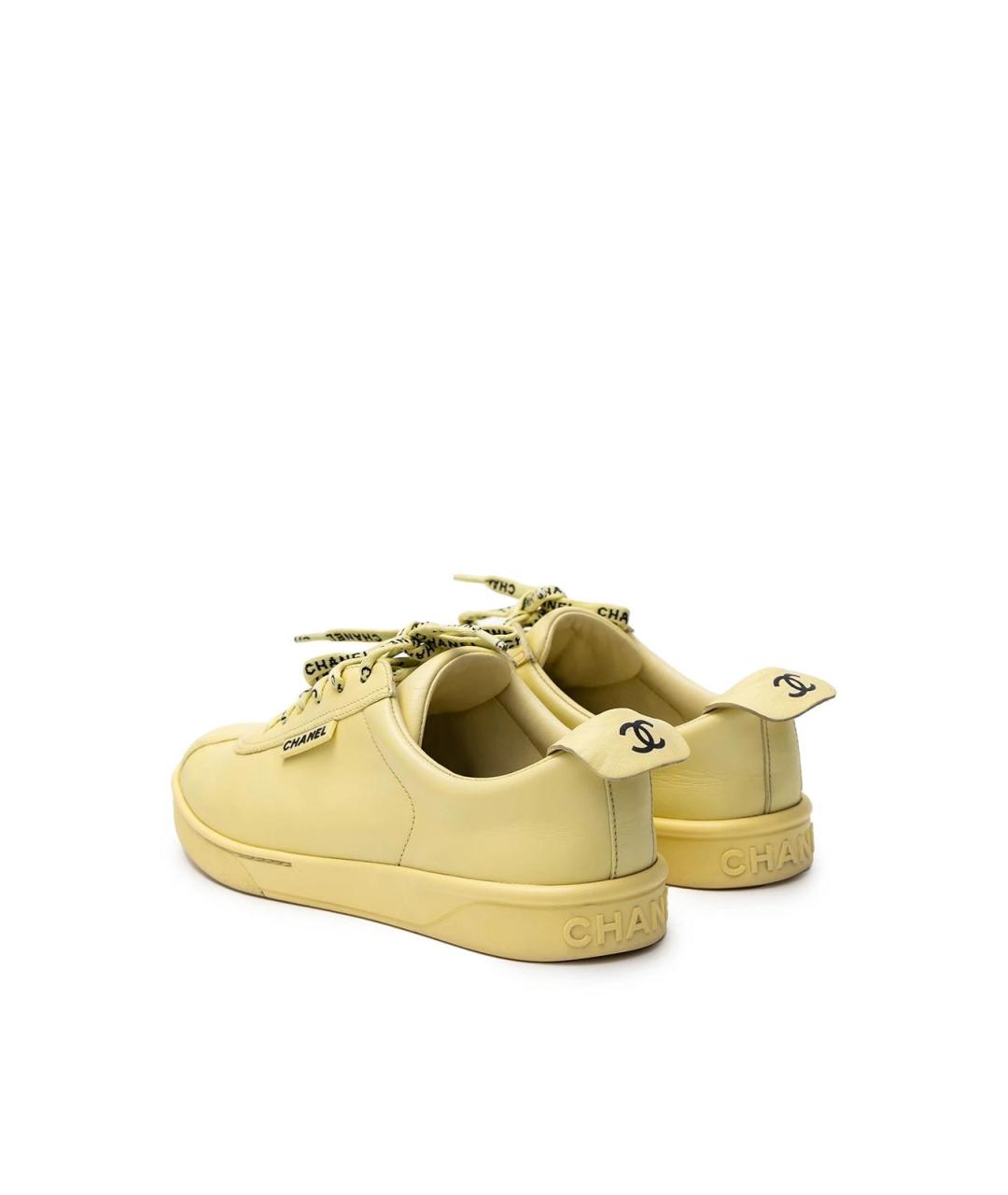 CHANEL Желтые кожаные кеды, фото 3