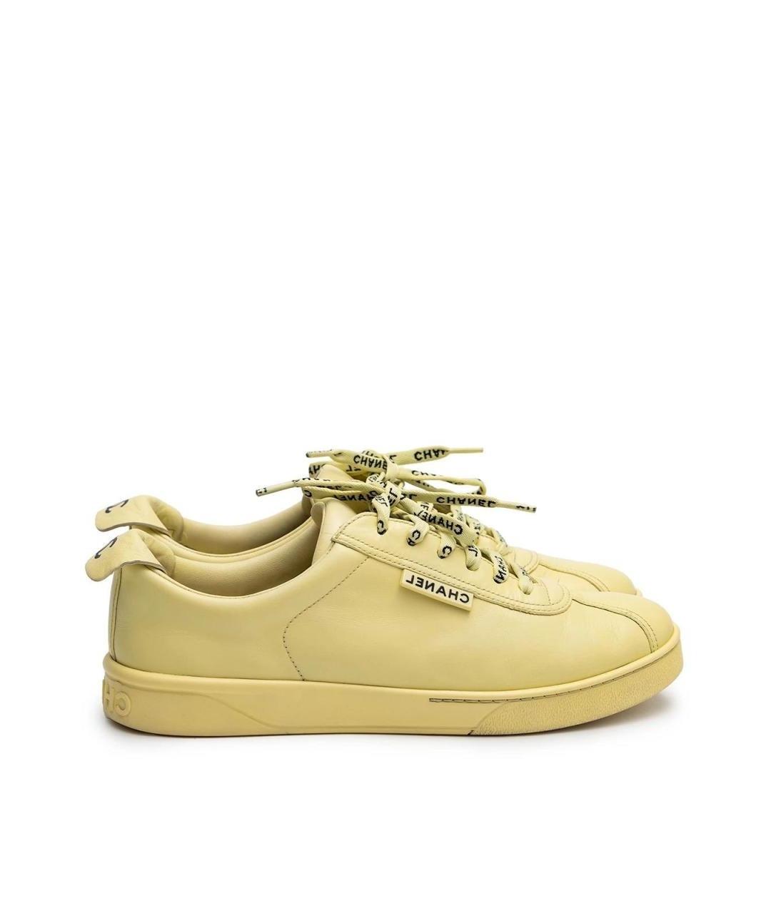CHANEL Желтые кожаные кеды, фото 1