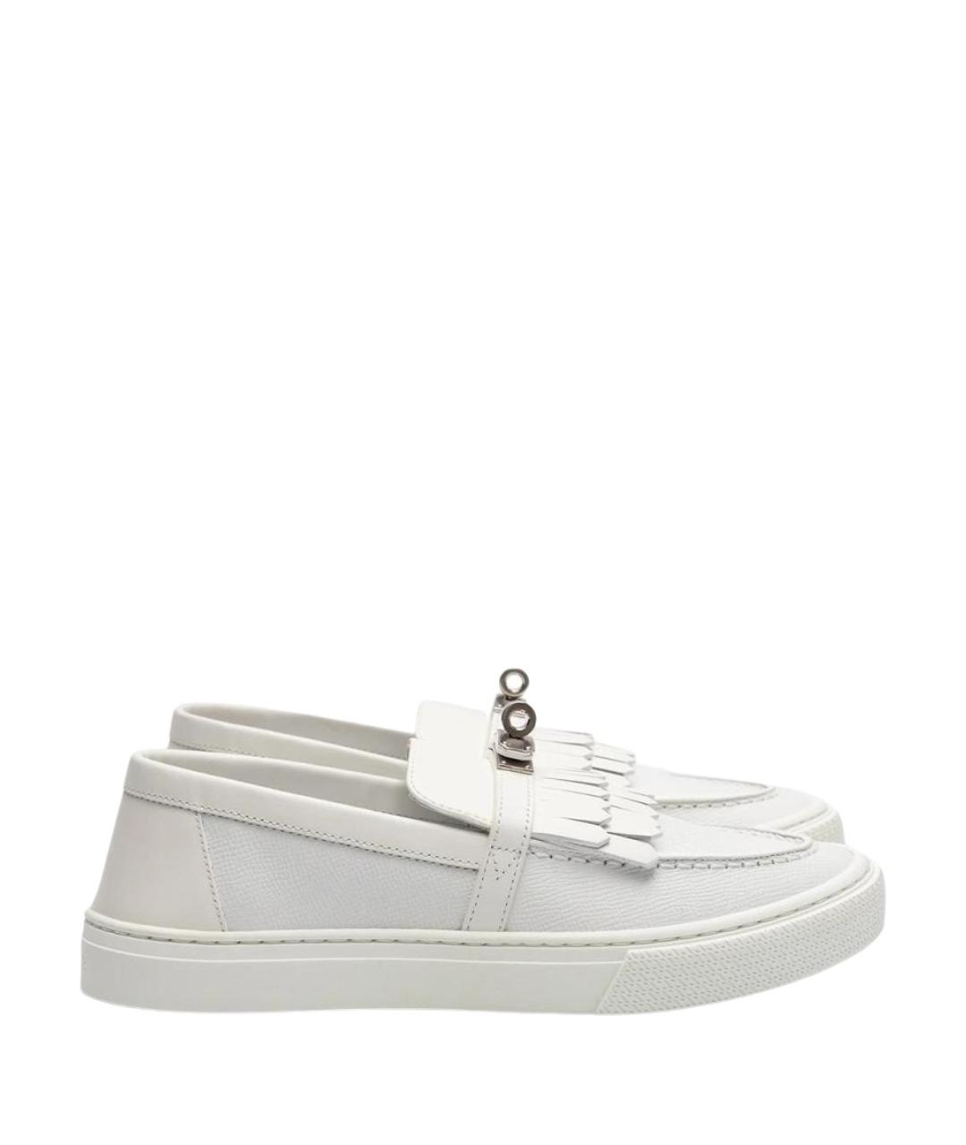 HERMES Белые кожаные лоферы, фото 6