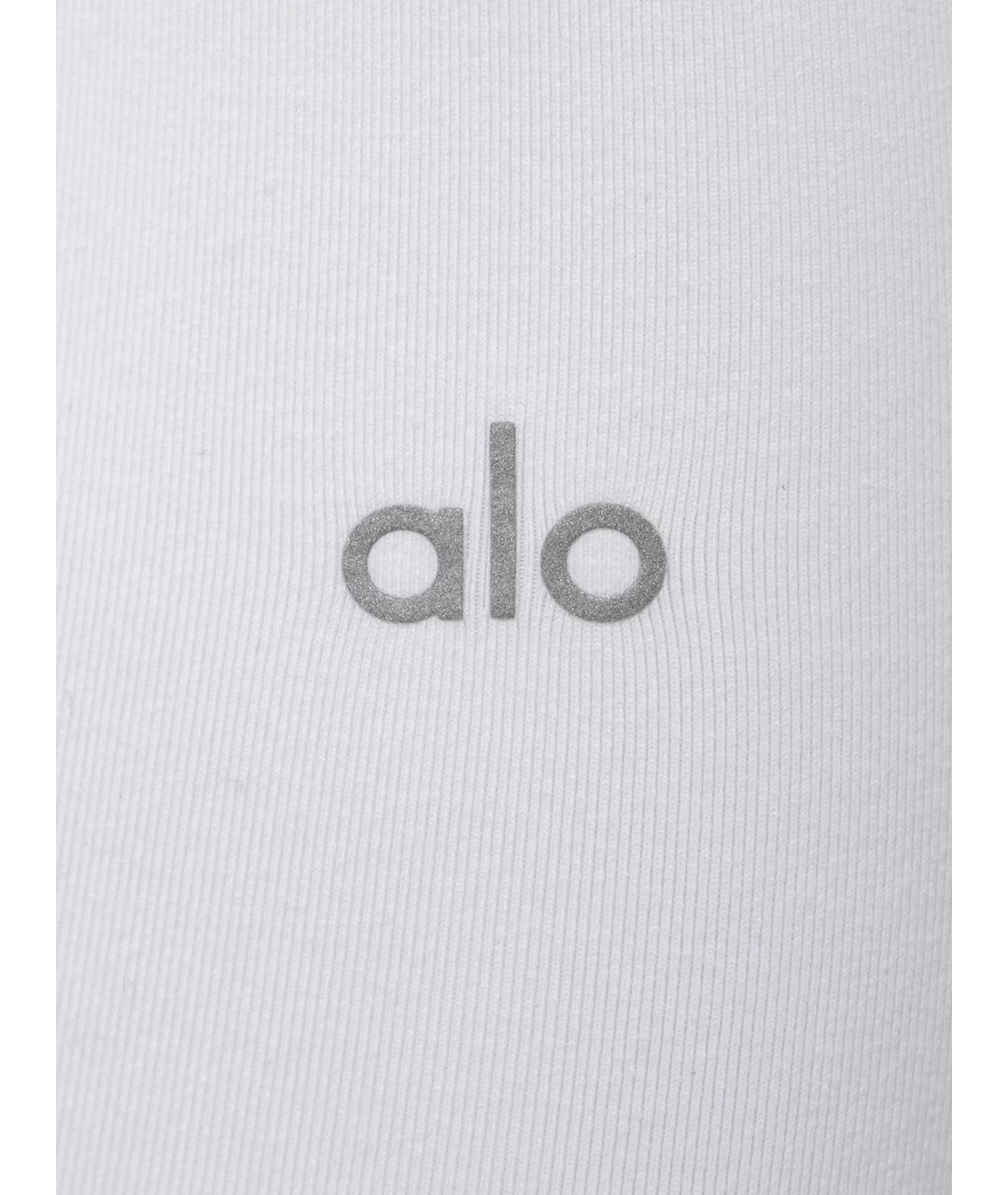 ALO YOGA Белые полиамидовые леггинсы и велосипедки, фото 3