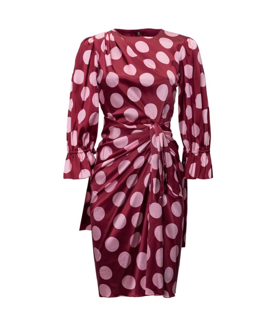 DOLCE&GABBANA Бордовое шелковое повседневное платье, фото 4